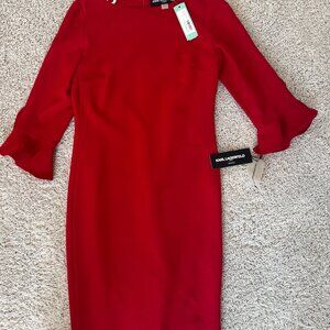 ❤️‍🔥 Karl Lagerfeld Paris Ruffle-Sleeve Sheath Dress – NWT ❤️‍🔥